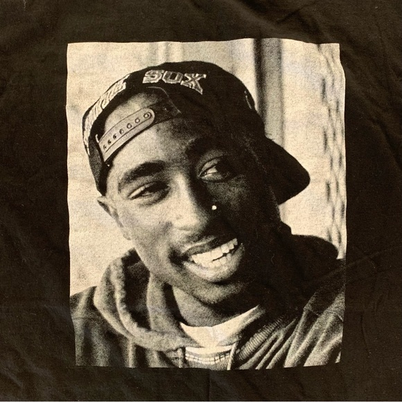 2Pac T Shirt Mens Extra Large Big Print Graphic Rap Tee Hip Hop Y2K Tupac EUC - Picture 2 of 6